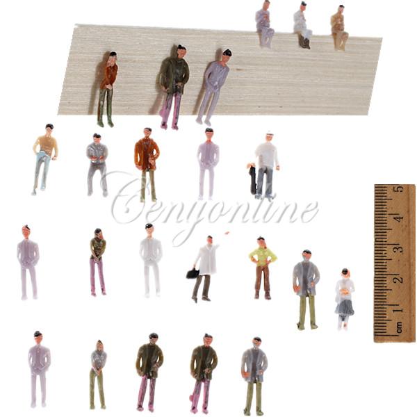 25 Or 100Pcs Painted Model Railway People – 00 Gauge 1:75 Scale, Plastic Figures, Unbranded