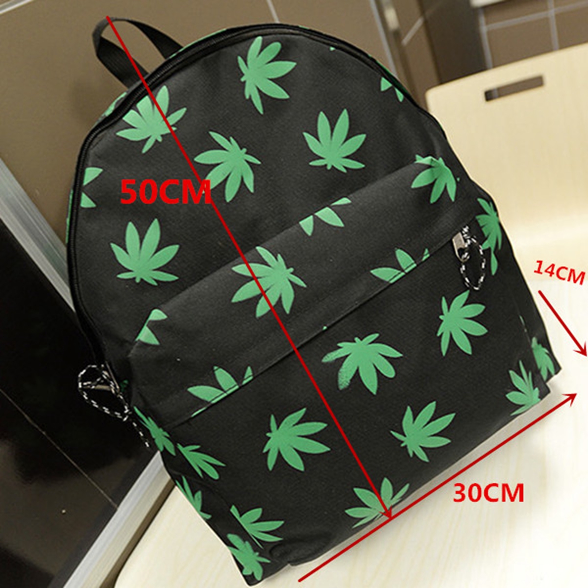 Women Maple Leaf Zipper Canvas Travel Satchel Shoulder Bag Backpack