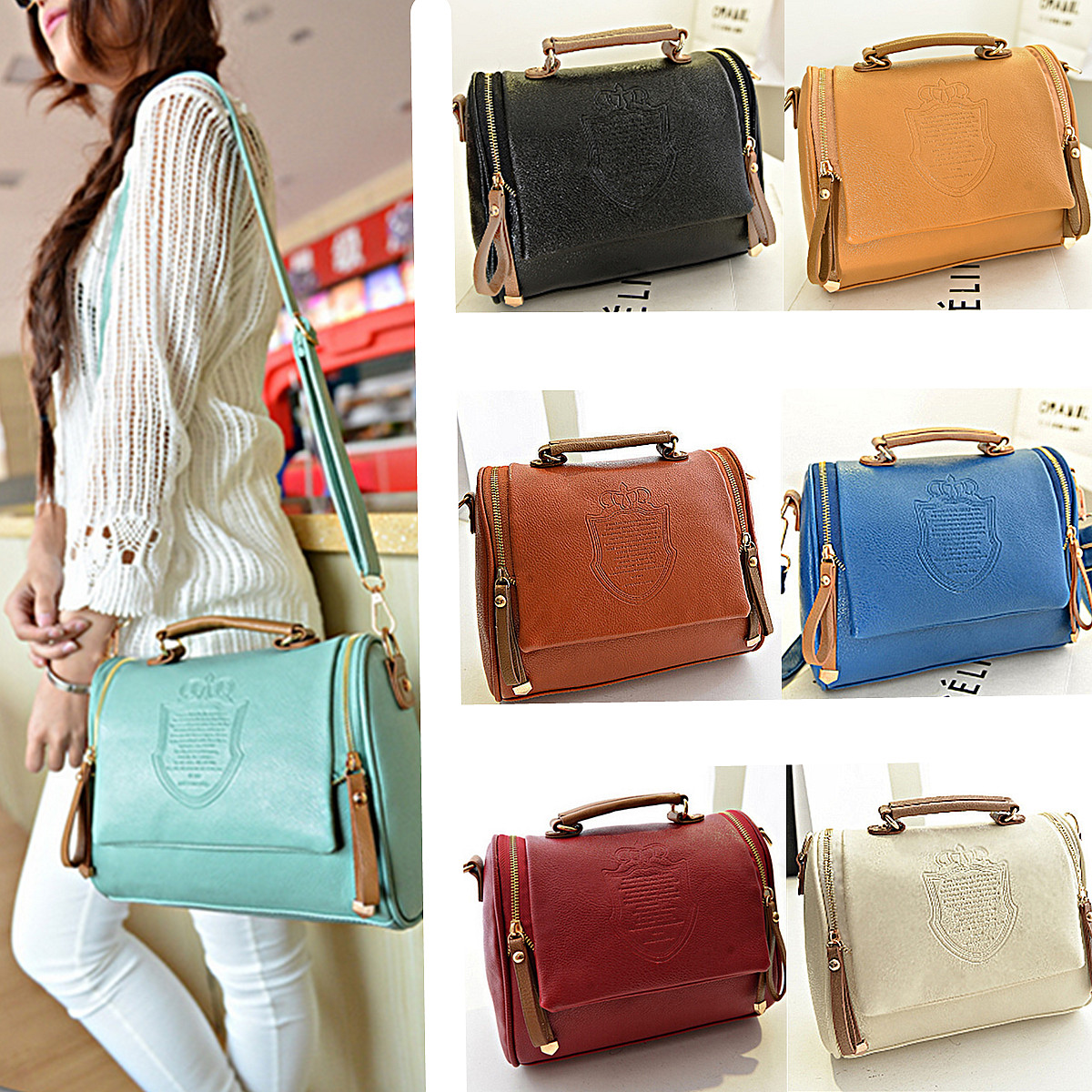 Uk Women Las Leather Handbag Shoulder Bag Satchel Messenger Cross Detail Image
