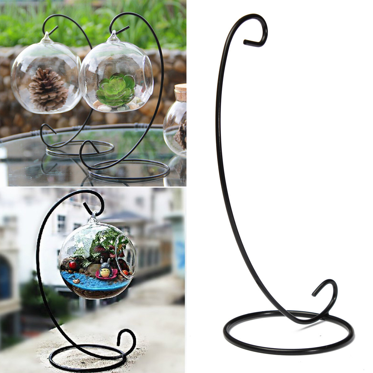 23cm 9" Black Iron Plant Stand Holder for Clear Glass ... 23cm 9" Black Iron Plant Stand Holder for Clear Glass ... on Plant Stand Hanging
id=30548