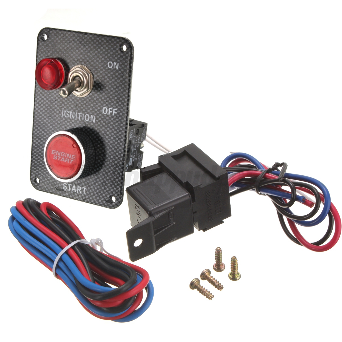 12v Ignition Push Button Engine Start Starter Switch Panel ... basic race car wiring harness 