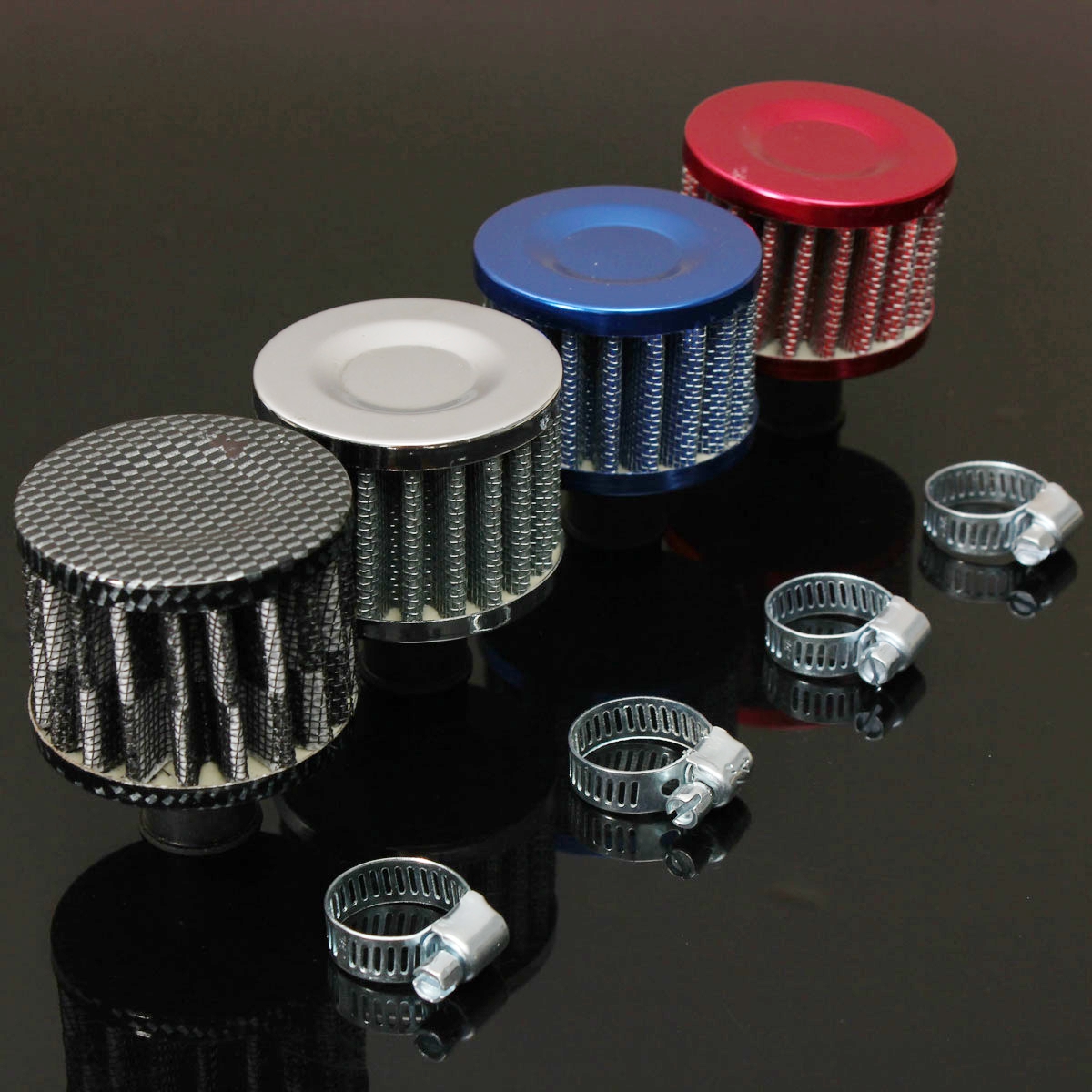 Red 1/'/' Connector Car Cold Air Intake Breather Filter Cleaner