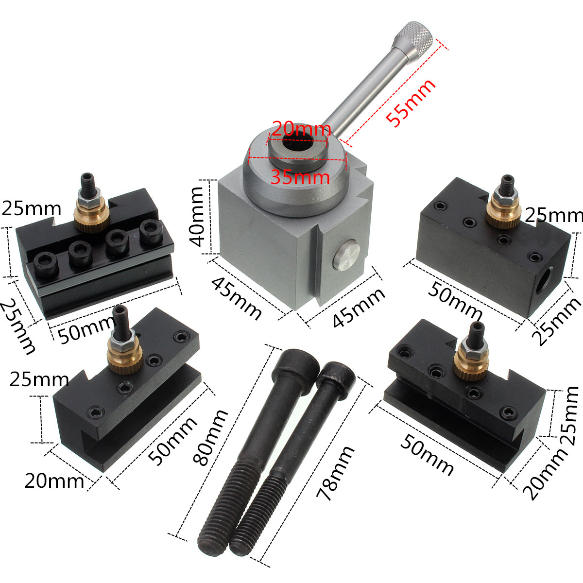 Mini Aluminum Quick Change Tool Post Holder Kit Set for 7/"x10/"// 12/"//14/" Lathes