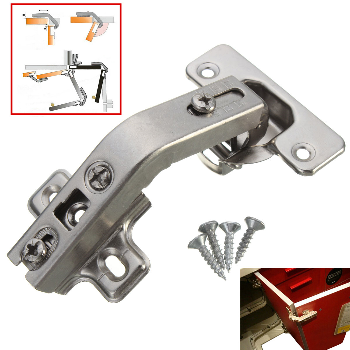 2pcs 135º Two Holes Corner Folded Cabinet Door Hinges Wardrobe Detail Image
