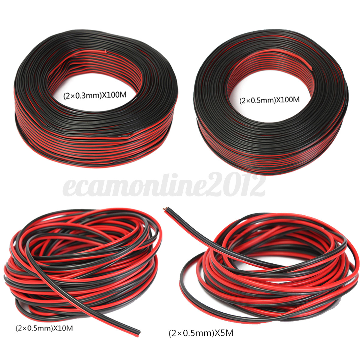 5/10/100MT CAVO PER CASSE HI-FI AUTORADIO ROSSO-NERO - FILO SPEAKER ALTOPARLANTI