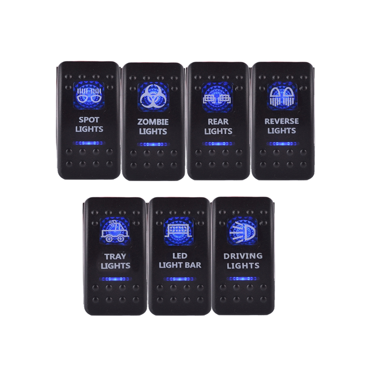 ZOMBIE LIGHTS LED Light Bar Rocker Switch ON-OFF LED Light 12V Blue LED Car Auto On Off Rocker Toggle Switch