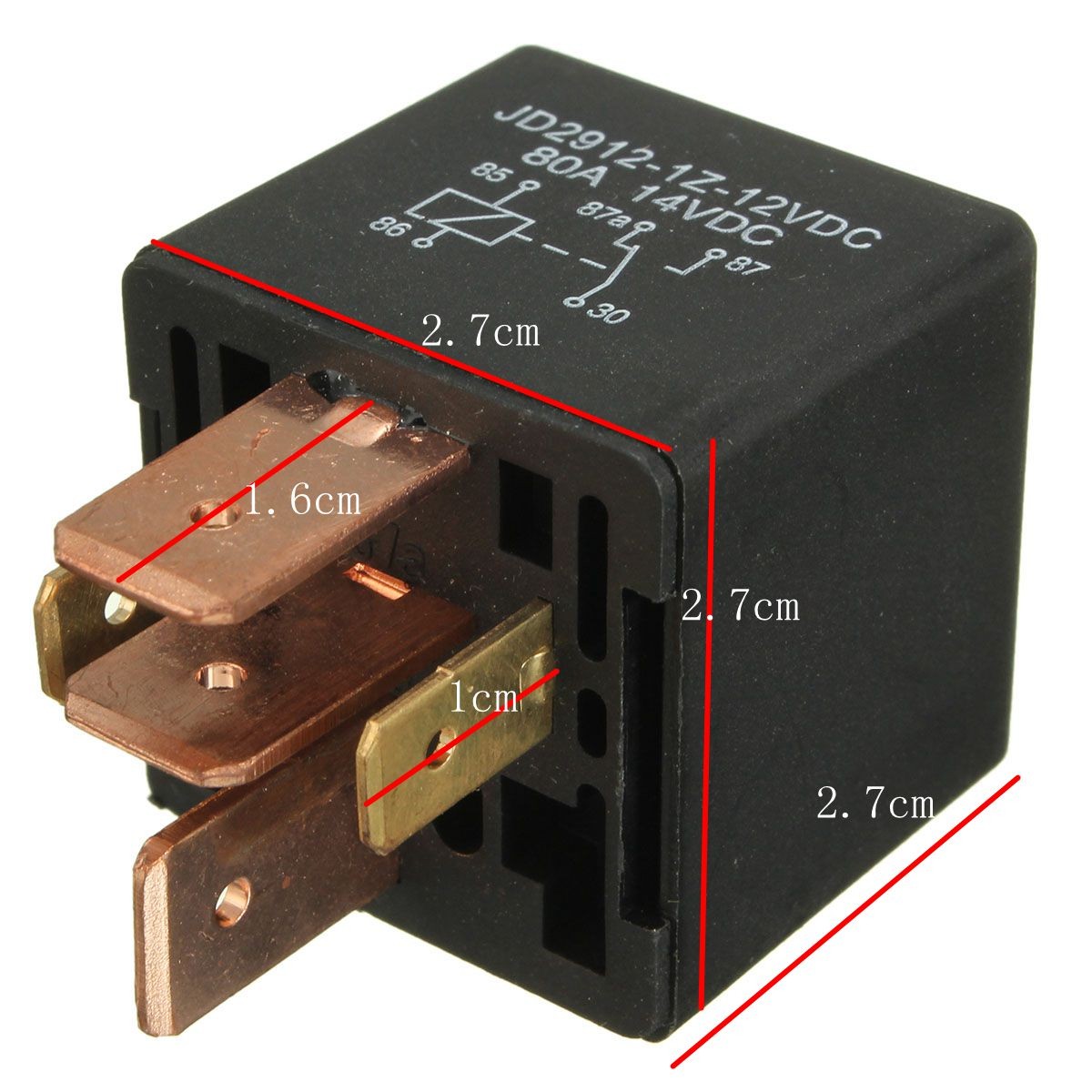 Relè AMP SPST 4Pin DC12V 30A Relay Per Camion Auto Moto Camper Universale Nero