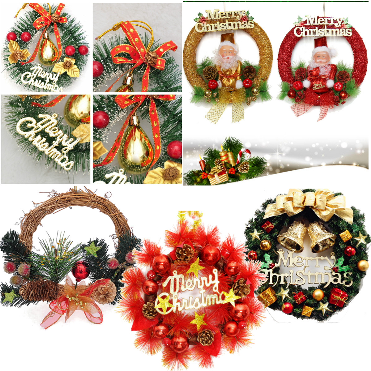 Christmas Xmas Wreath Hanging Party Ornament Door Window Home Christmas Xmas Wreath Hanging Party Ornament Door Window Home