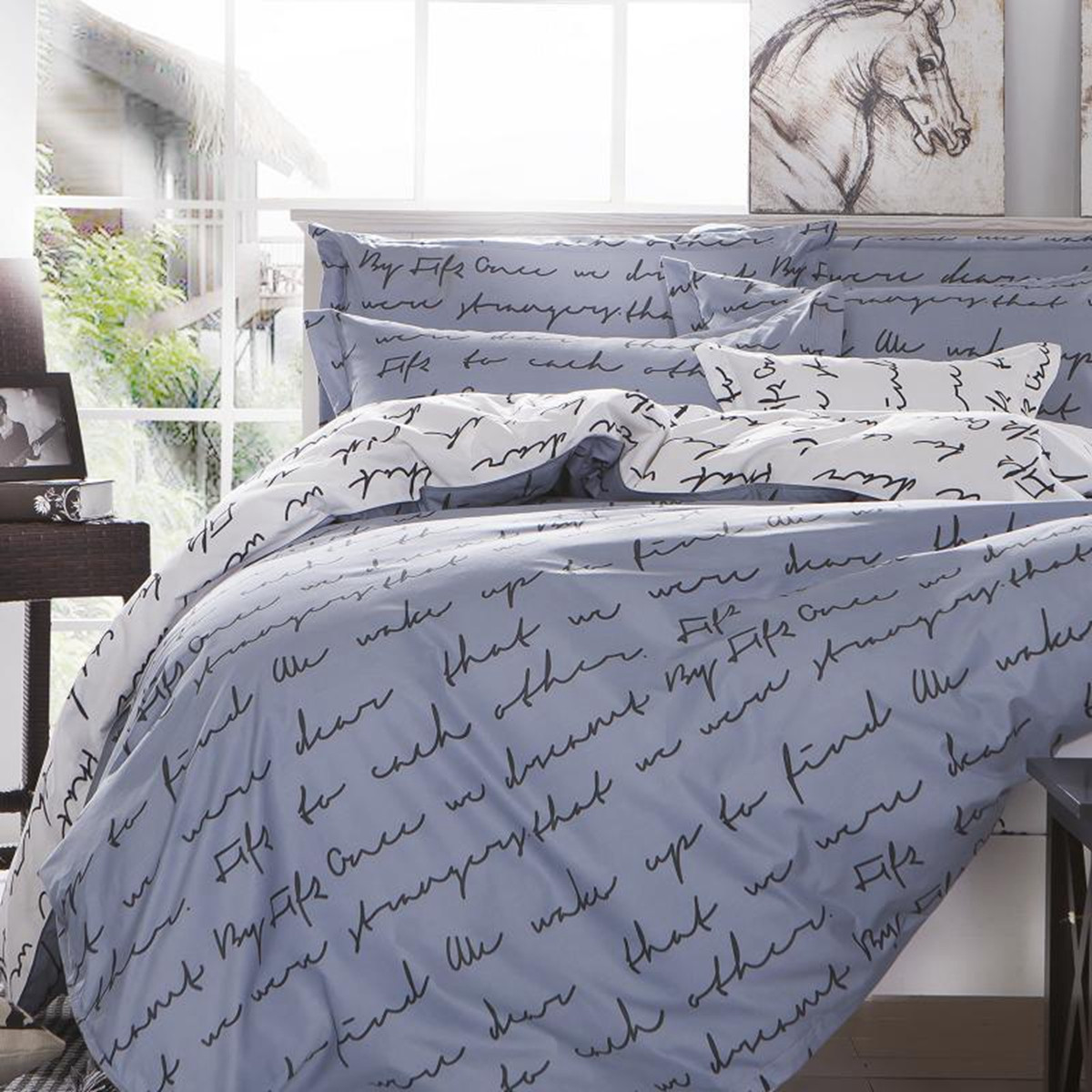 Love Letter Zip Open Single Queen King Size Bed Set Pillowcase Quilt Detail Image