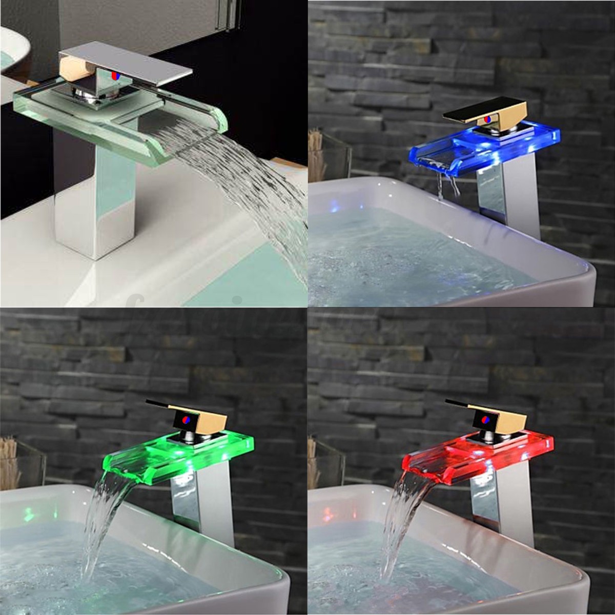 LED Rubinetto Miscelatore Lavabo Monocomando Cascata Cucina Cromato ... LED Rubinetto Miscelatore Lavabo Monocomando Cascata Cucina Cromato ...
