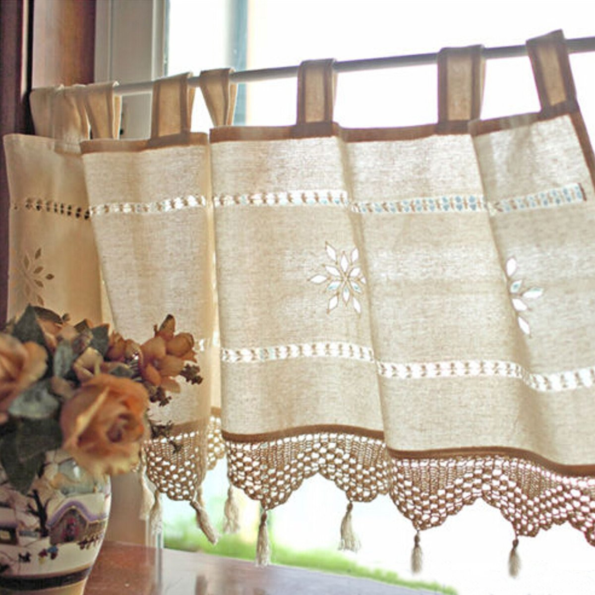 Country Style Linen Home Kitchen Window Cafe Curtain Drape Divider