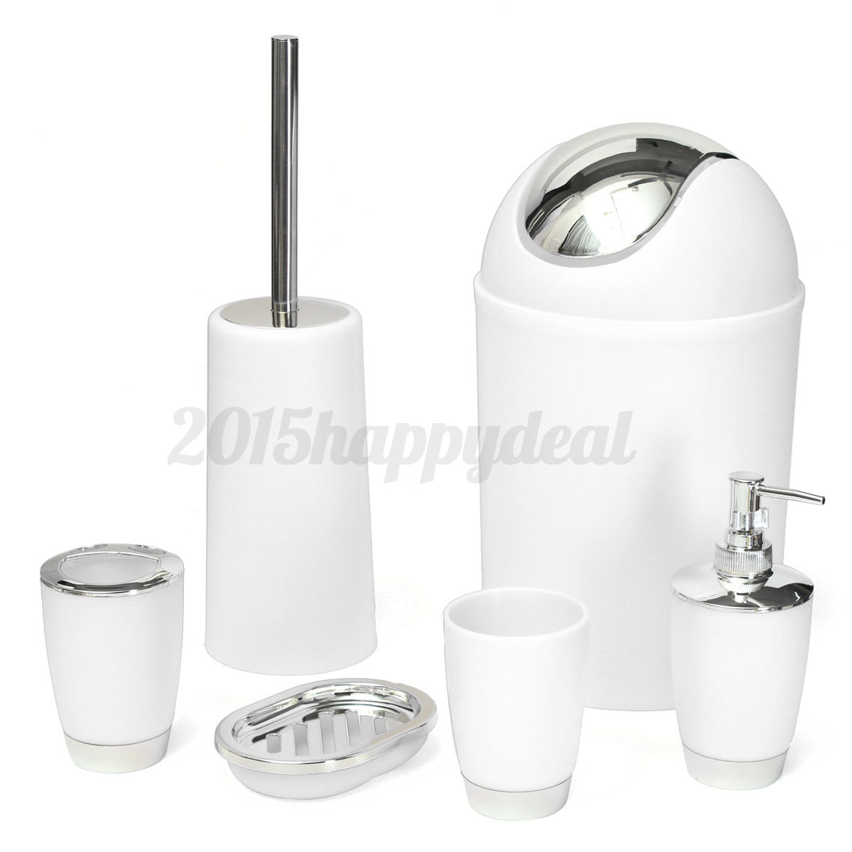 6pcs Bathroom Accessory Set Soap Dish Waste Bin Toothbrush Toilet 6pcs Bathroom Accessory Set Soap Dish Waste Bin
