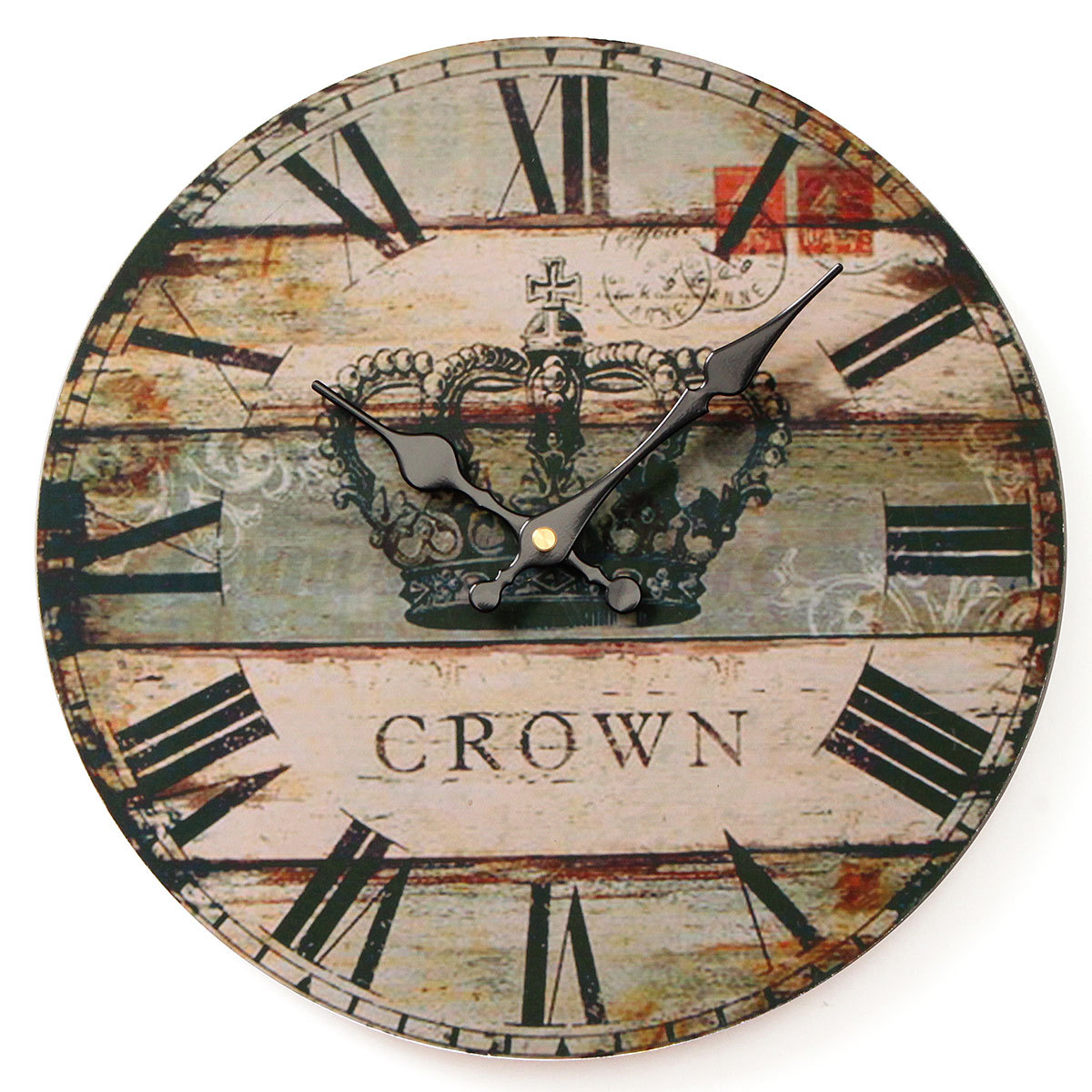30cm Large Vintage Rustic Wooden Wall Clock Kitchen Antique Shabby 30cm Large Vintage Rustic Wooden Wall Clock Kitchen