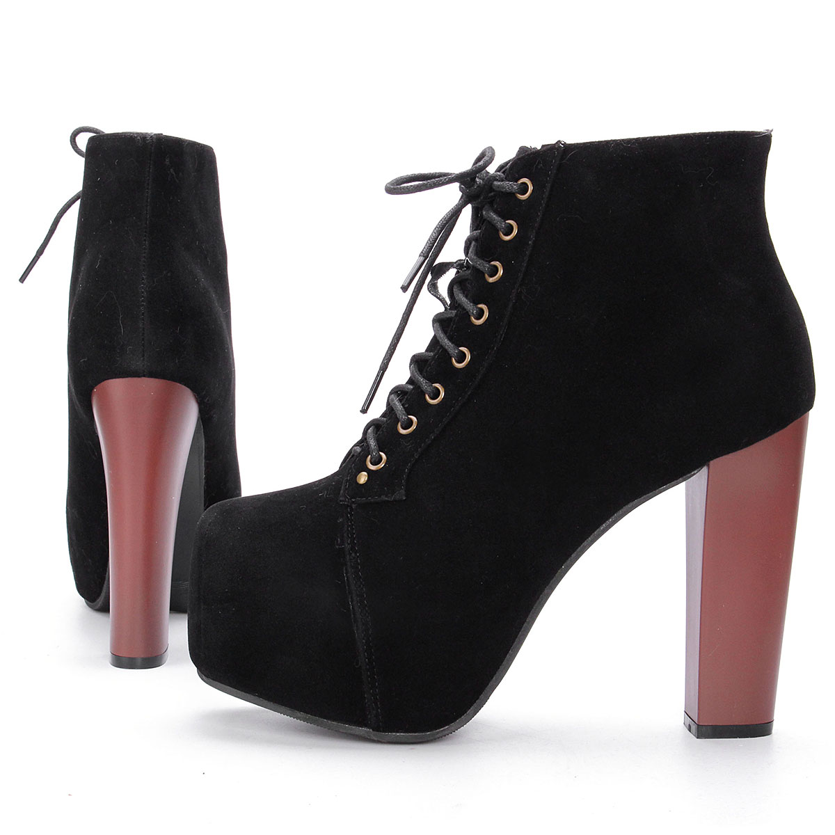lace up platform block heels