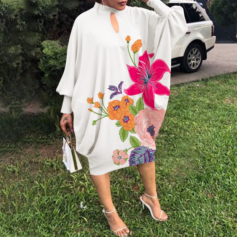 Womens Formal Floral Shirt Dress Puff 