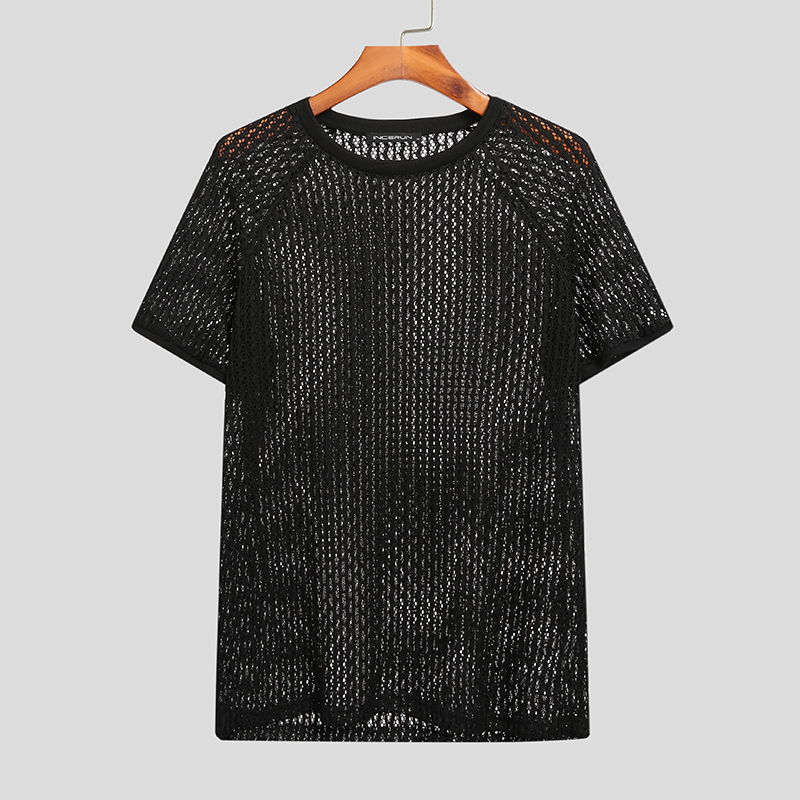 トップス Crew Neck Shirt - Knit Mesh Crew Neck Shirt - Black - Knit Mesh | Nepenthes New York
