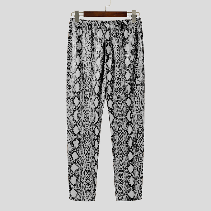 Mens Snakeskin Printed Nightclub Skinny Pants Occident Stage Trousers Leisure D Mens Snakeskin Printed Nightclub Skinny Pants Occident Stage Trousers Leisure D
