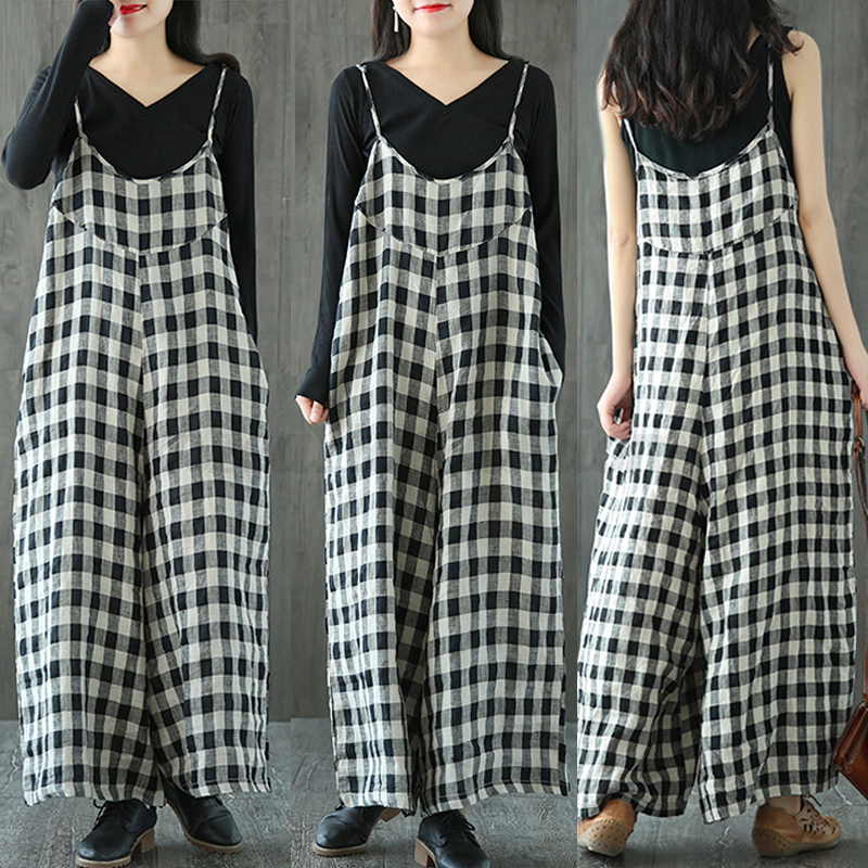 plus size plaid jumpsuit