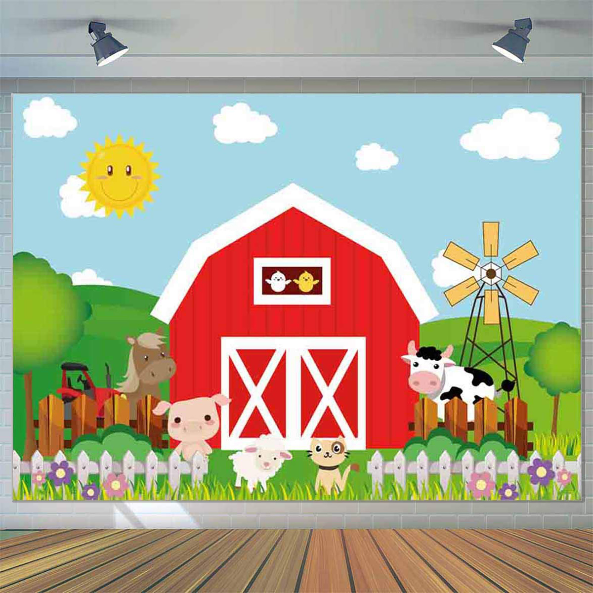 6x6FT Vinyl Wall Photography Backdrop,Flower,Cartoon Art Gardening Theme Photo Backdrop Baby Newborn Photo Studio Props