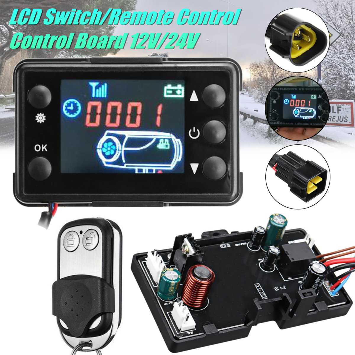 Remote Control For 5KW Diesel Air Heater 12V//24V Controller Board /& LCD Switch