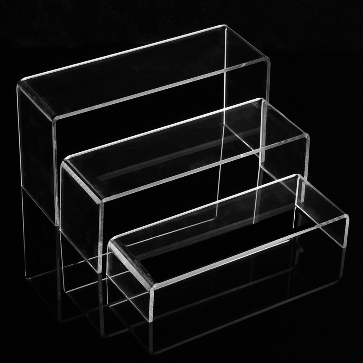 2 PACK 3 Step Display Stand Counter Retail Riser Acrylic Nail Polish Jewellery