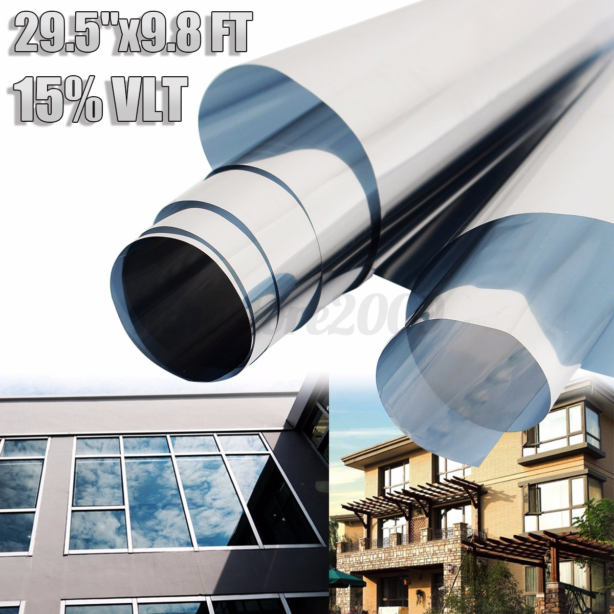 Details About 29 5 X 9 8ft 15 Vlt Silver One Way Mirror Window Reflective Home Tint