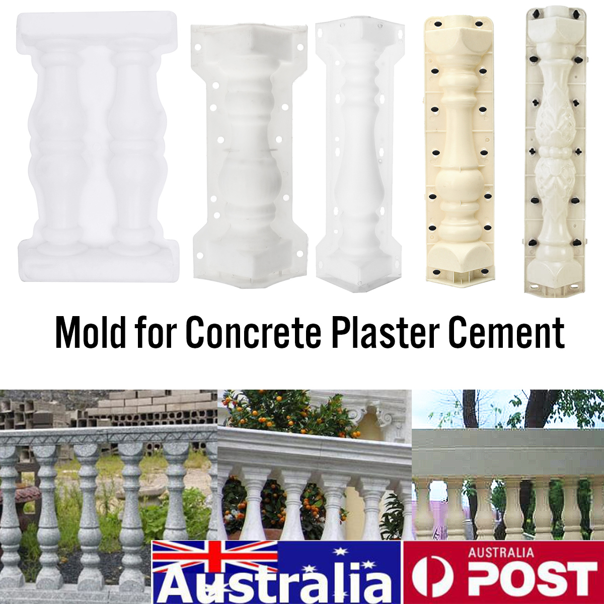 2Pcs/Set Moulds Balustrades Mold Concrete Plaster Cement Plastic Garden Decor 2Pcs/Set Moulds Balustrades Mold Concrete Plaster Cement Plastic Garden Decor