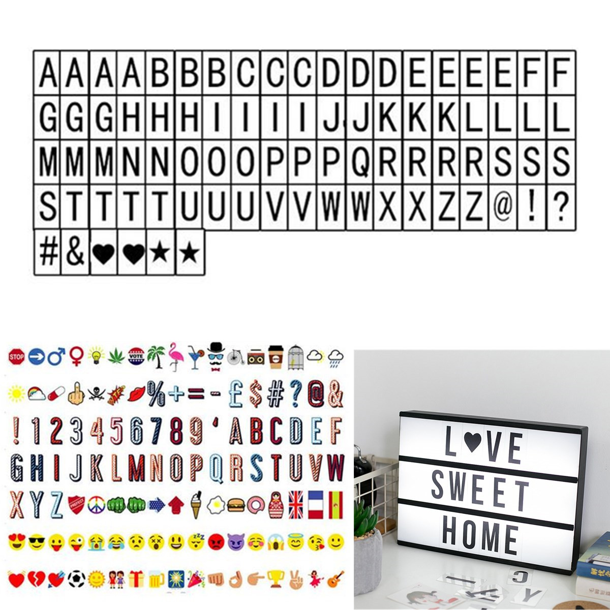 A4 Cinematic Light Up Sign Box Cinema LED Letter Lamp Home Party A4 Cinematic Light Up Sign Box Cinema LED Letter Lamp Home Party