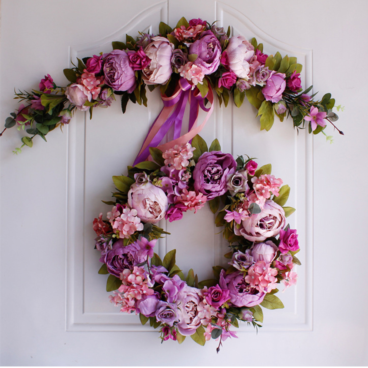 Silk Artificial Flowers Peony Bouquet Garland Wreath Wedding Door Wall