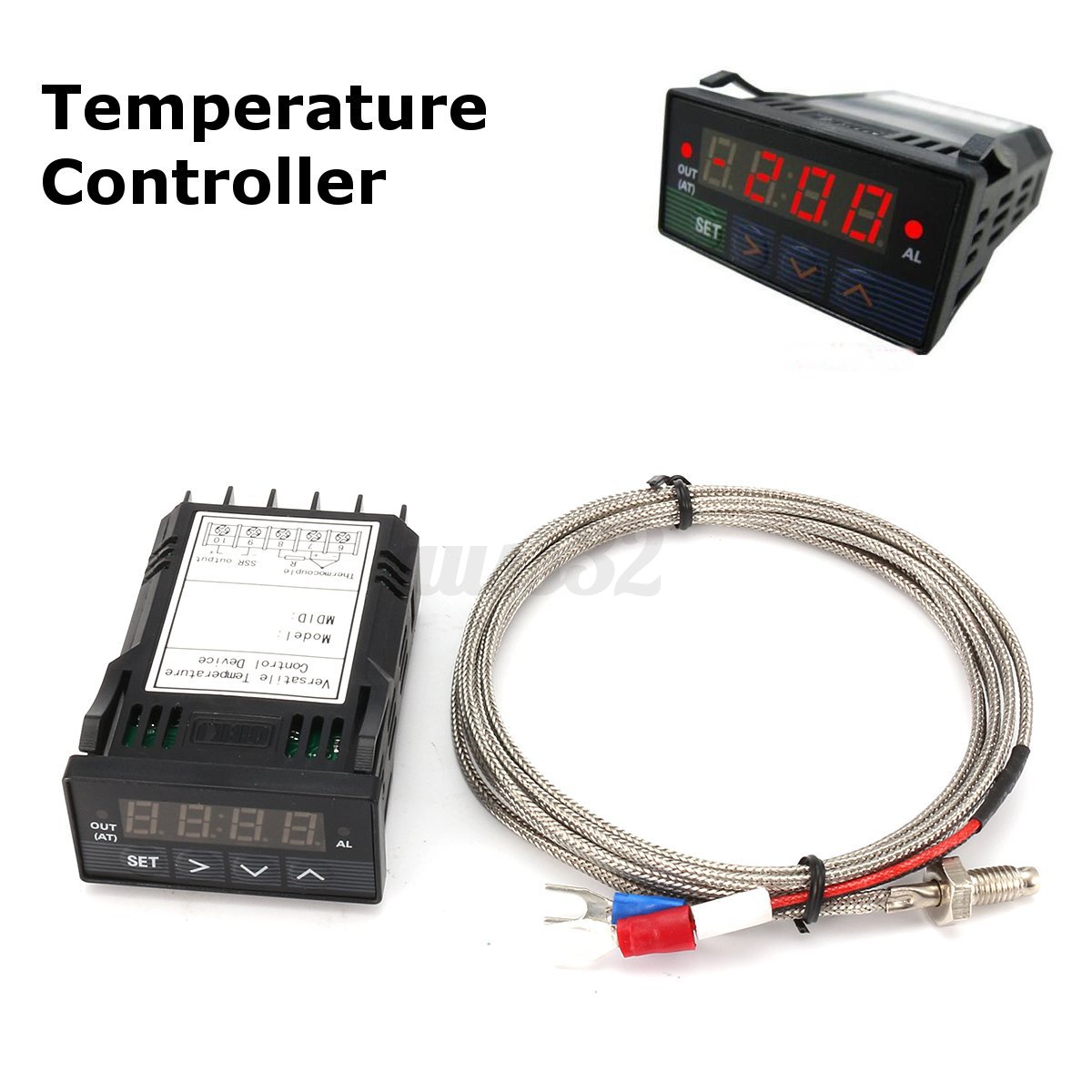 25A SSR K thermocouple Green Universal 1//32DIN PID Temperature Controller