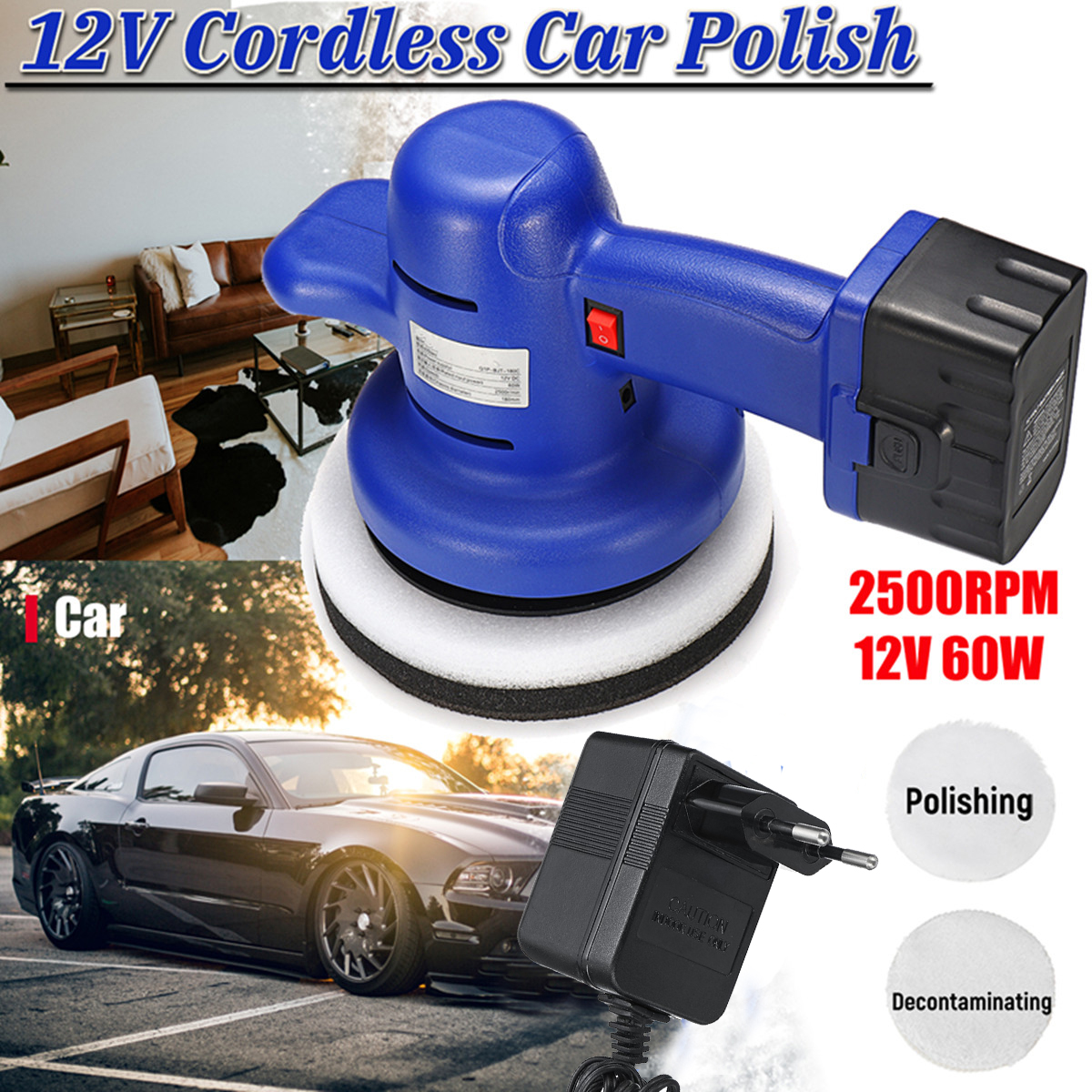 12V Cordless Car Polisher Waxing Buffing Electric