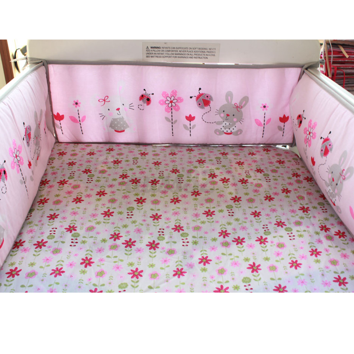 4pcs Rabbit Baby Infant Cot Crib Bumper Safety Protector Toddler