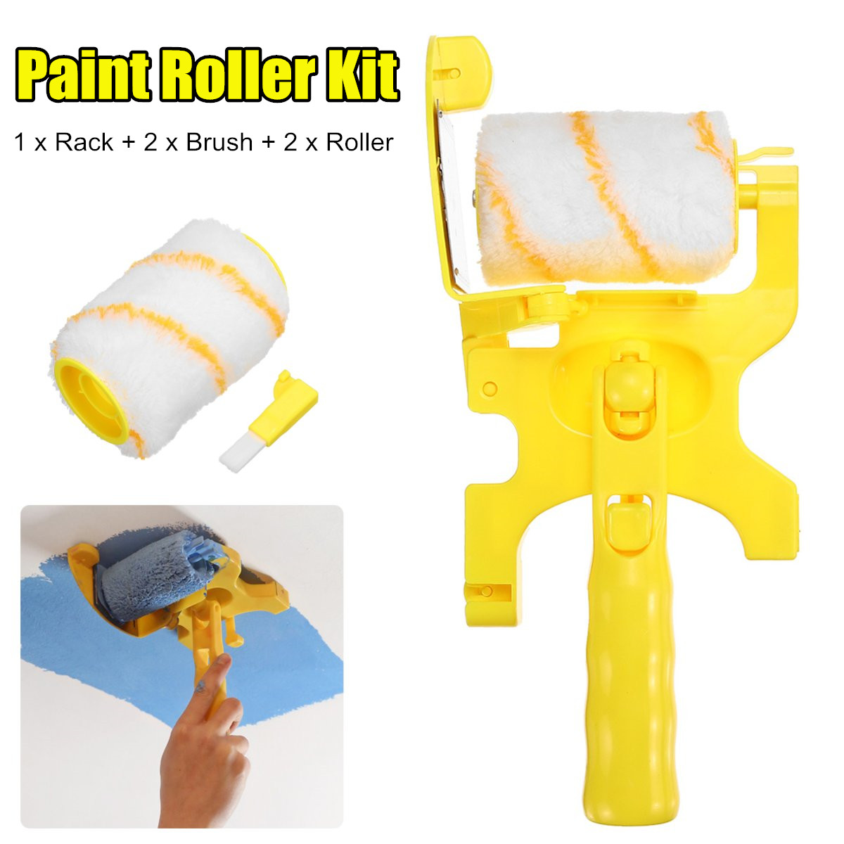 5Pcs/Set Paint Roller Brush Wall Decorative Painting Handle Tool Kit  Household | eBay