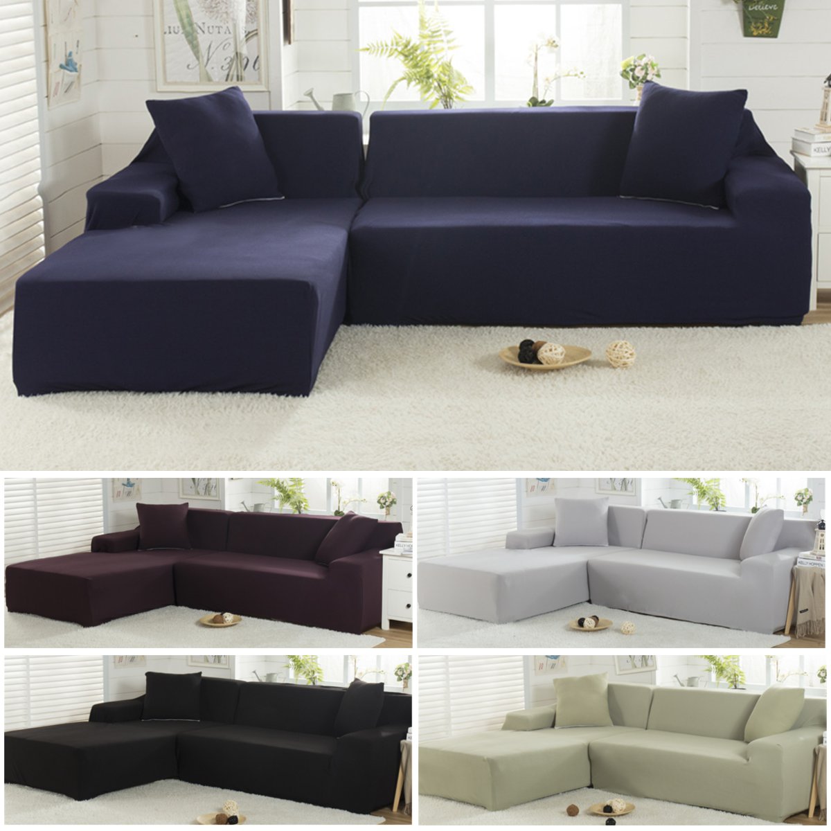 230 300cm L Shaped 4 Seat Stretch Sofa Cover Sectional Corner