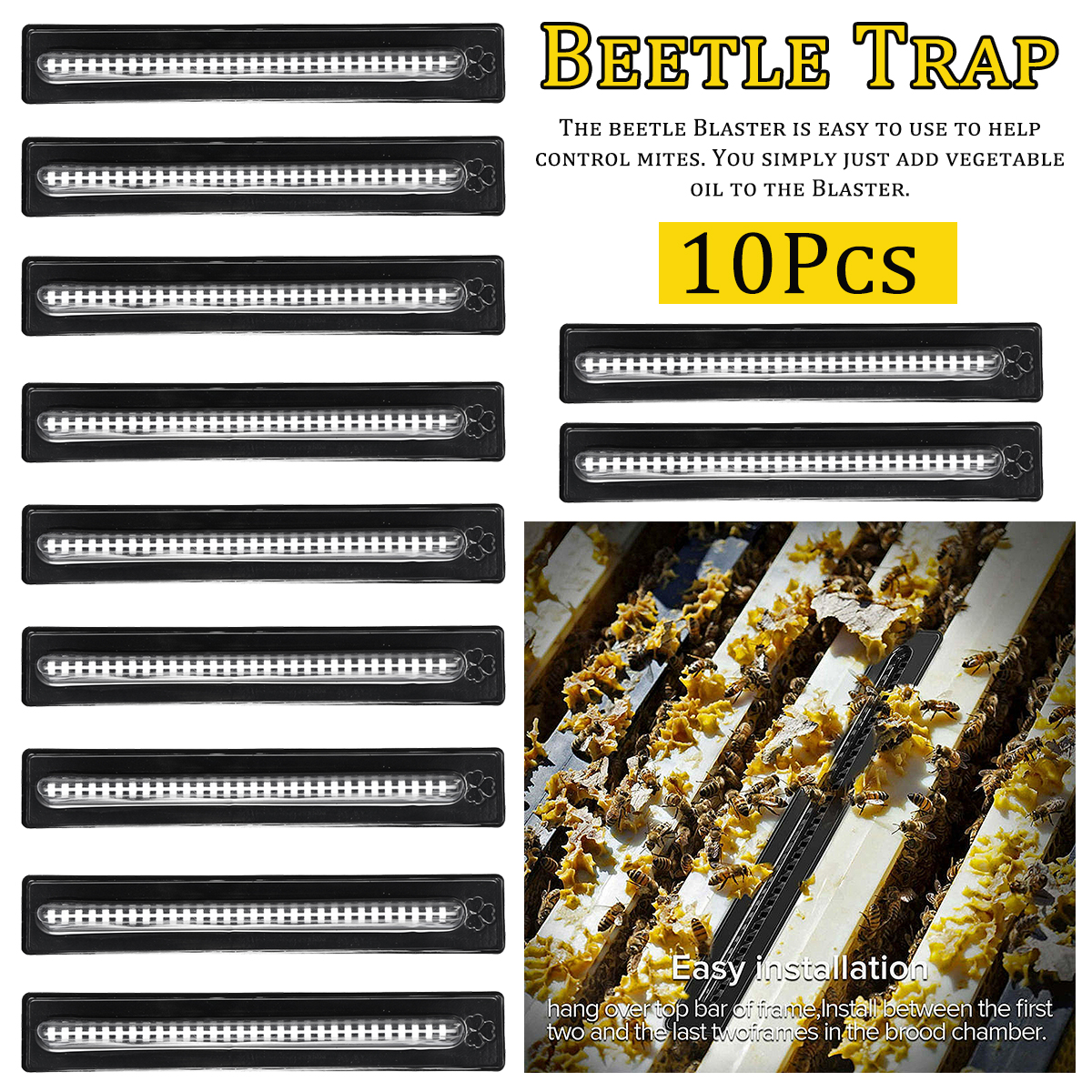 10pcs Beekeeping Beehive Hive Beetle Housefly Insect Trap Case Cover Black