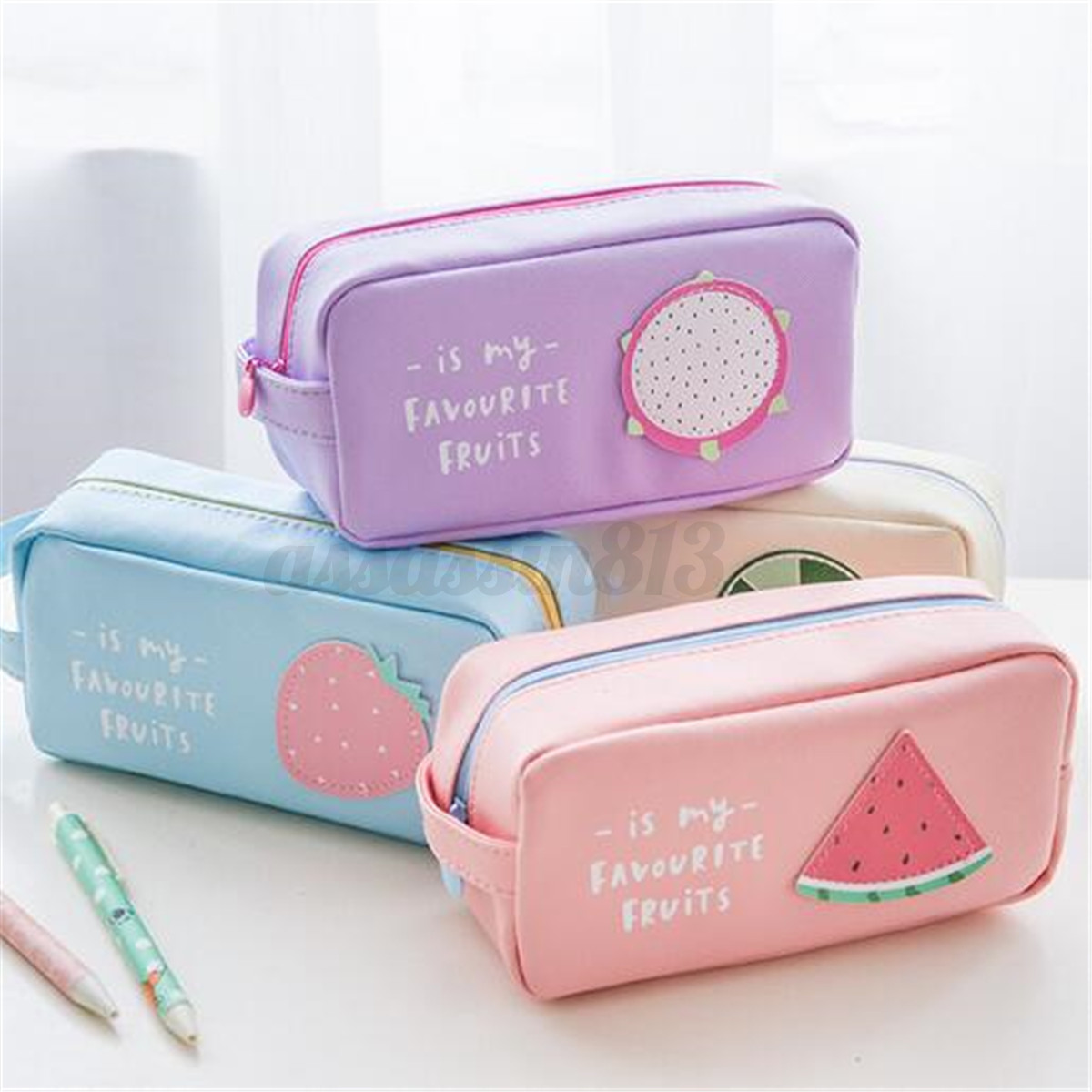 Student Kids Cut Fruit Pen BagPencil Case Travel Cosmetic Makeup Bags