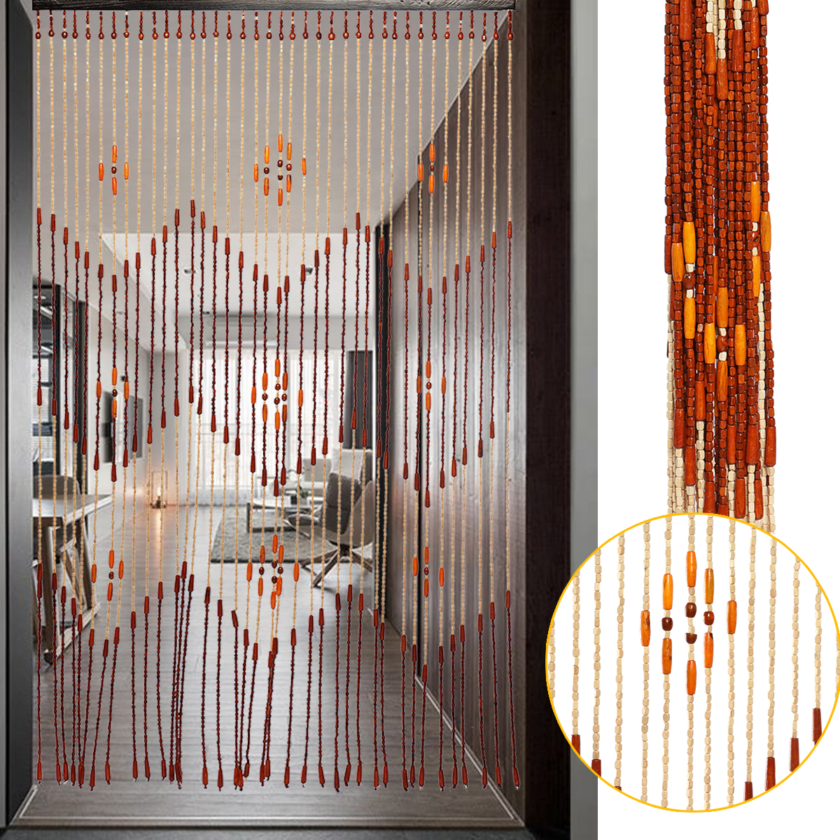 90x175cm38 Wave Wooden Bead Door Window Curtain Blinds Fly Screen 90x175cm38 Wave Wooden Bead Door Window Curtain Blinds Fly Screen