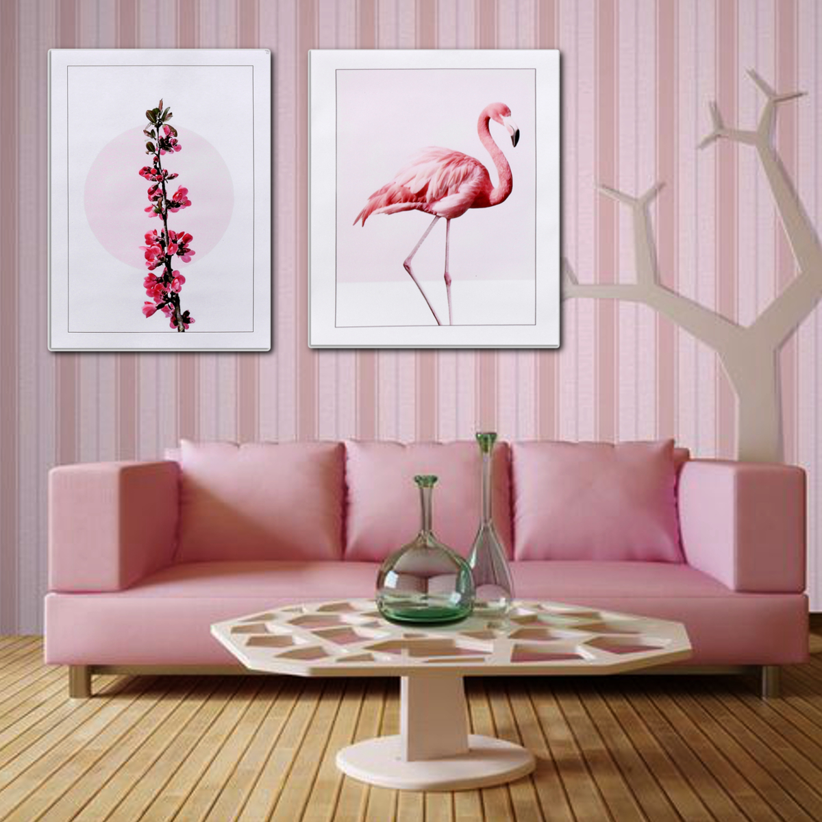 Flamingo Flower Canvas Poster Nordic Style Wall Art Print Picture Home Decor