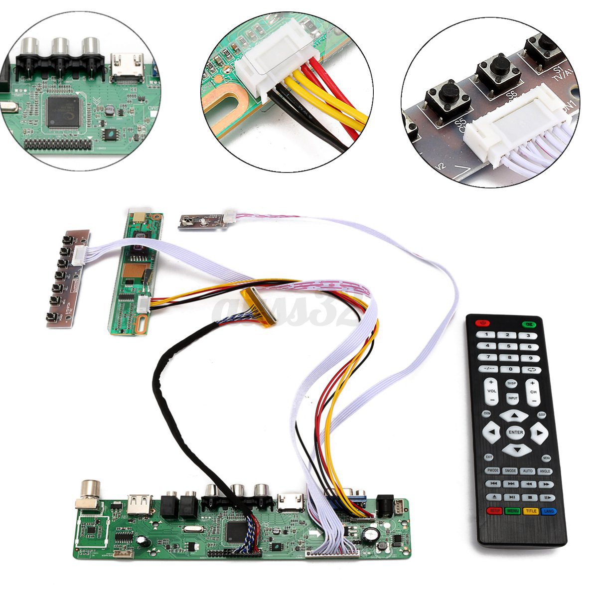 TV Universal LCD LED Screen Controller Board DIY Monitor Kit with Remote Control