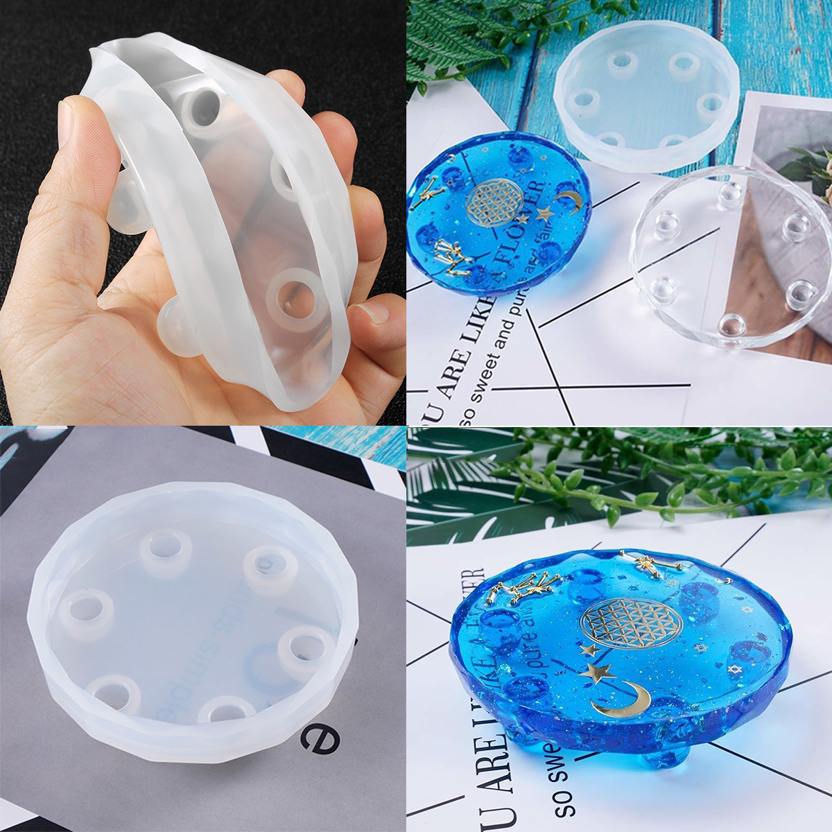 YU-NIYUT DIY Crafts Decor Crystal Epoxy Resin Mold Cat Key Chain Casting Silicone Mould Epoxy Mold for DIY Jewelry Craft Making