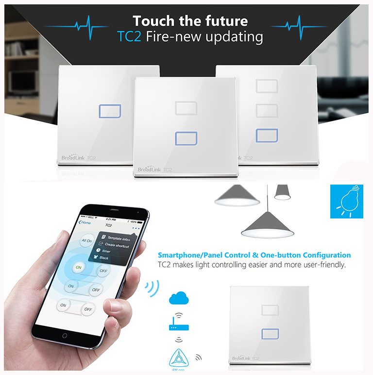 Smartphone Light Switch broadlink tc2 2 gang smart wireless remote control light wifi wall Smartphone Light Switch broadlink tc2 2 gang smart wireless remote control light wifi wall