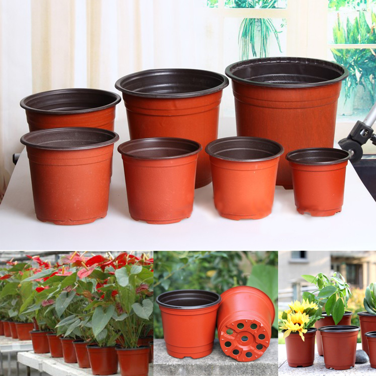 50pcs 4 Square Plastic Nursery Pots Garden Flower Plant Pot Nursery Pots Garden Flower Plant Pot
