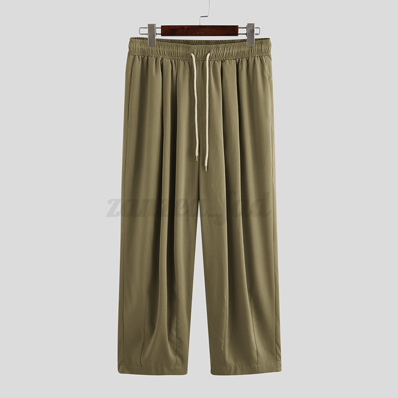 Mens Plain Baggy Harem Linen Pants Drop Crotch Slacks Drawstring Trousers Summer - Picture 16 of 16