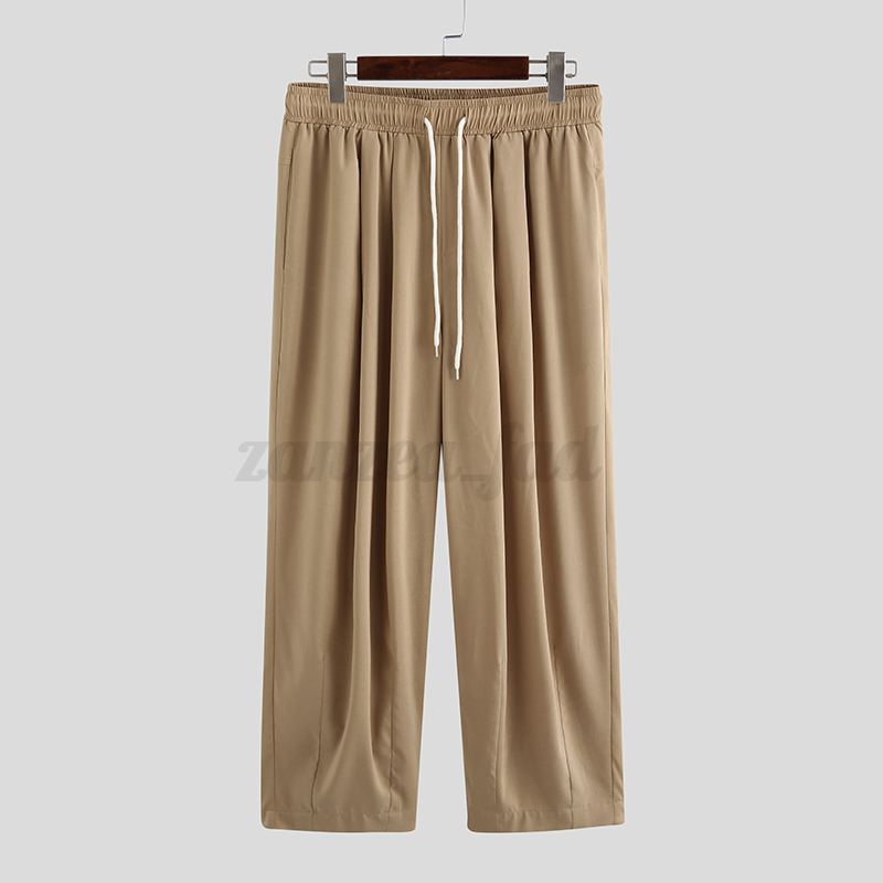 Mens Plain Baggy Harem Linen Pants Drop Crotch Slacks Drawstring Trousers Summer - Picture 15 of 16