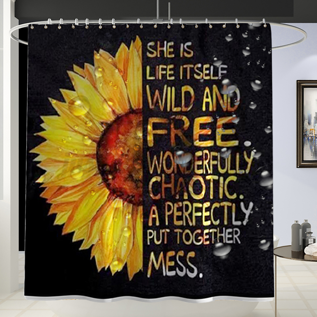 Sunflower Shower Curtain Bath Mat Bathroom Rug Pedestal Lid Toilet Cover Set USA Sunflower Shower Curtain Bath Mat Bathroom Rug Pedestal Lid Toilet Cover Set USA