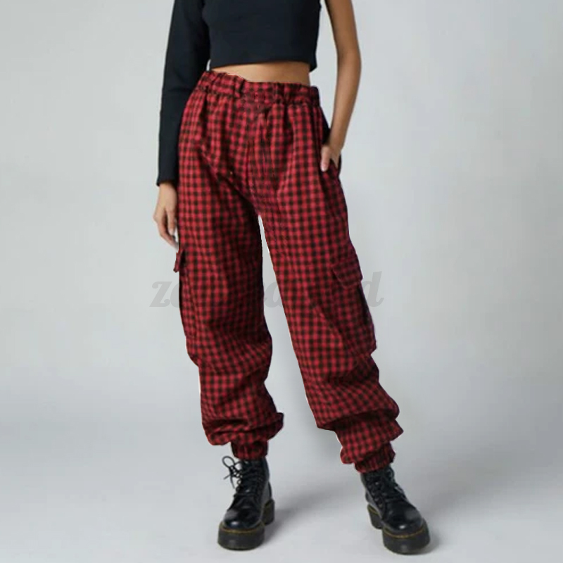 plaid cargo pants womens
