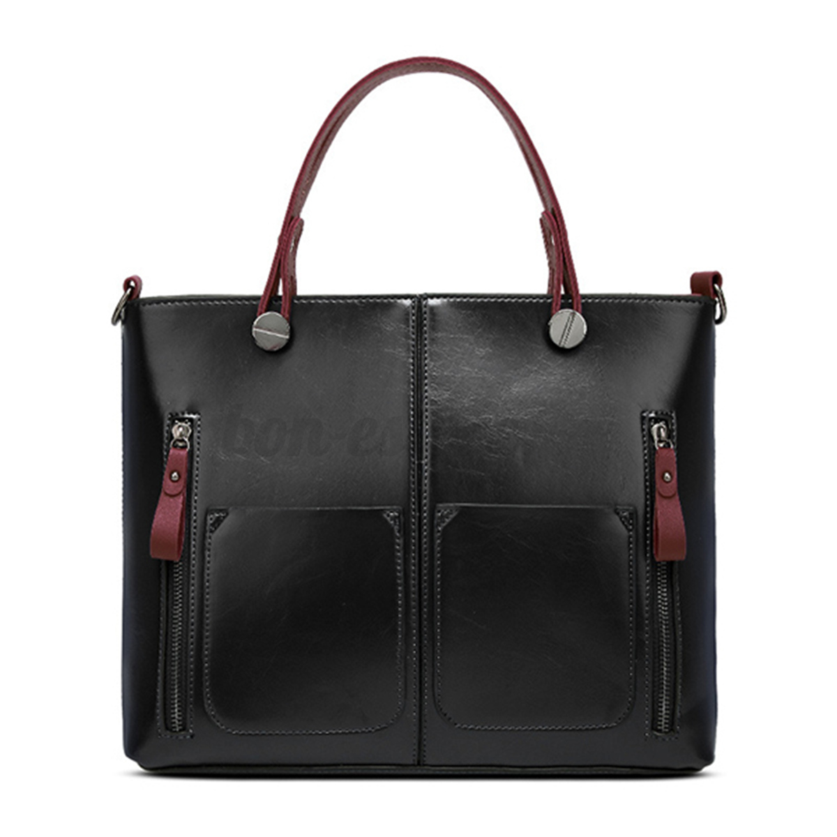 Vintage Women Oil Wax Leather Handbag Shoulder Bag Zipper Satchel Purse