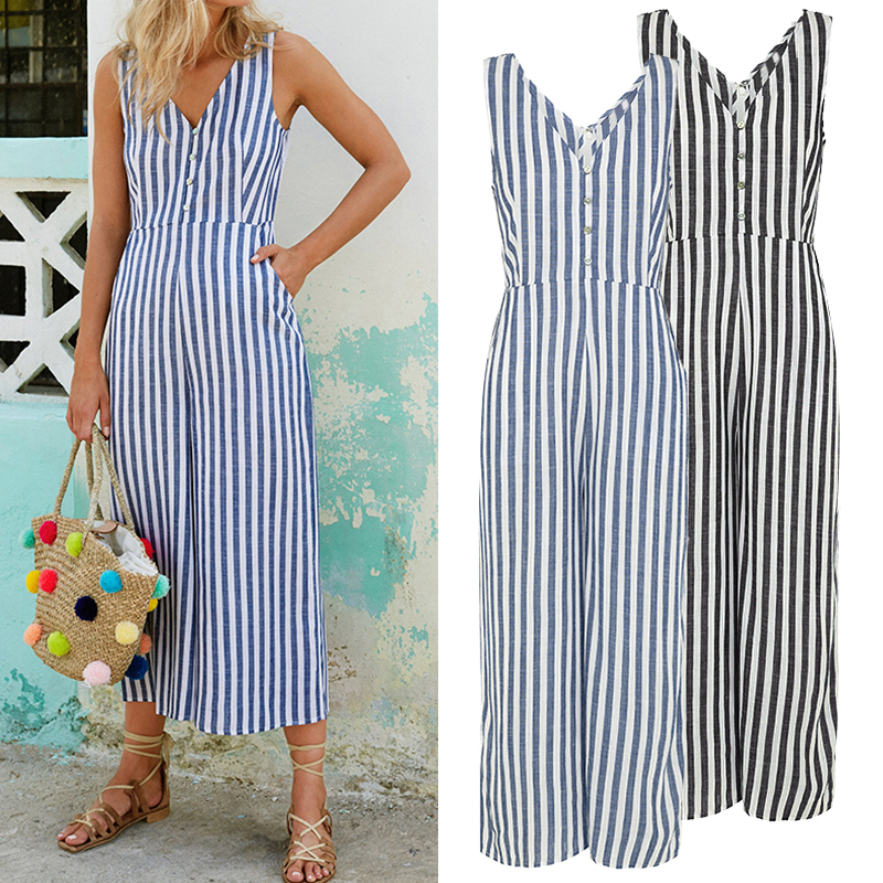 UK Womens Navy All In One Beach Holiday Jumpsuit Playsuit Romper 6 8 10 12 14 16