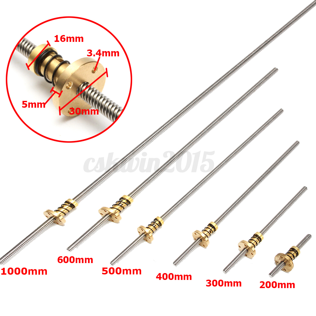 8mm T8 Lead Screw Threaded Rod 200-1000mm CNC Trapezoidal w/ Anti-Backlash Nut - Picture 9 of 16