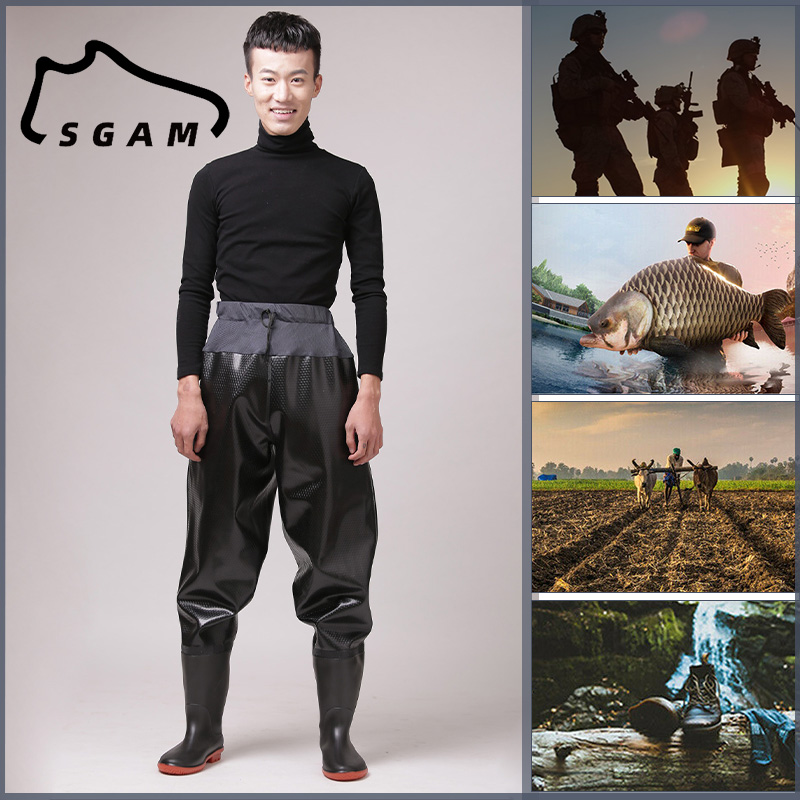 SGAM Herren Angelhose Wathose Anglerhose Waterproof Teichhose Watstiefel